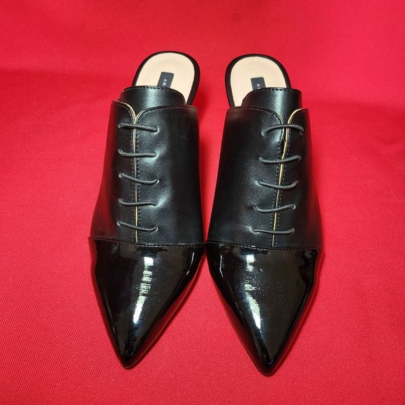 Array Jessie Womens Oxford Faux Leather Mules 8.5 W Black Synthetic - Picture 1 of 11